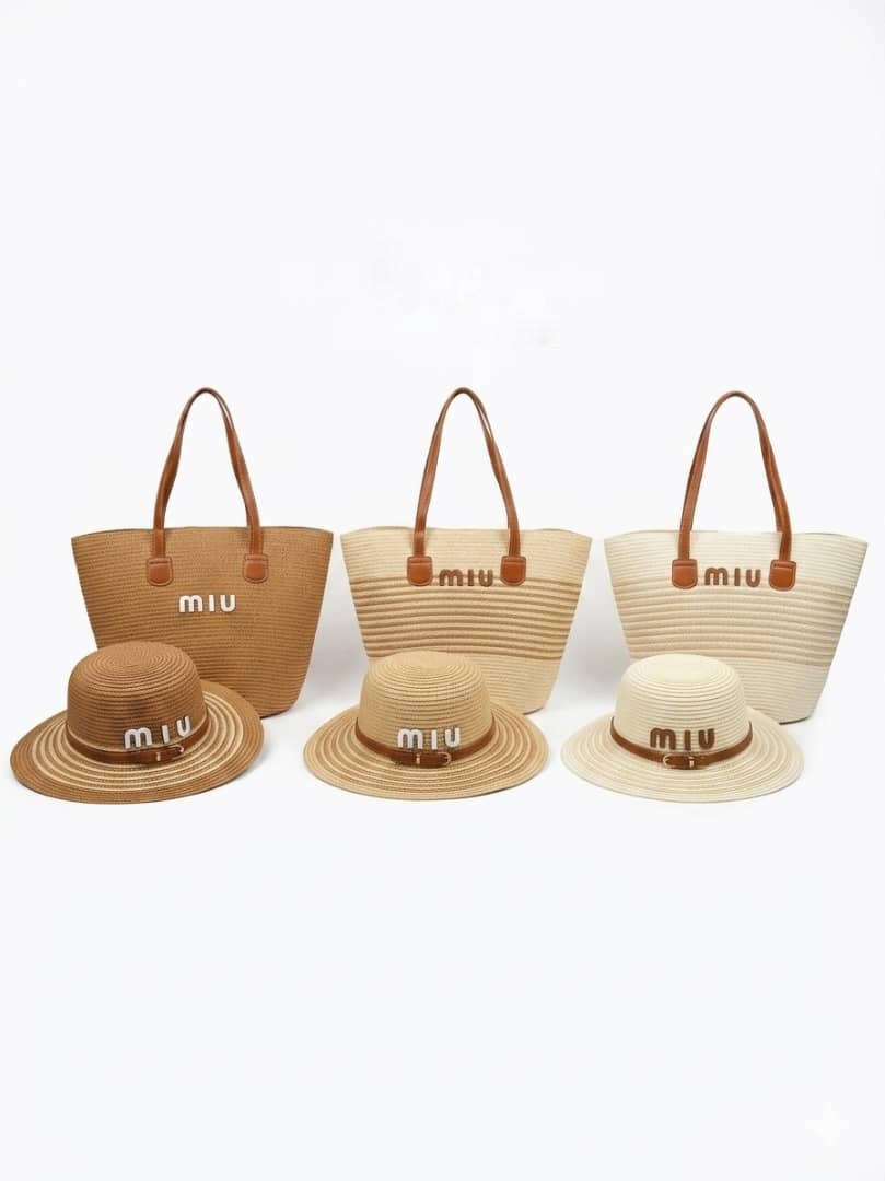 طقم قش طاقية مع حقيبة miu miu