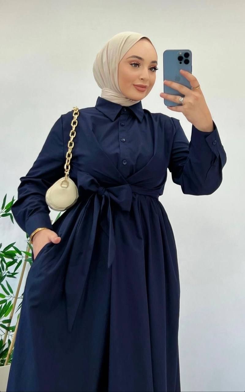 فستان ماكسي بربطة خصر محتشم مناسب للمحجبات